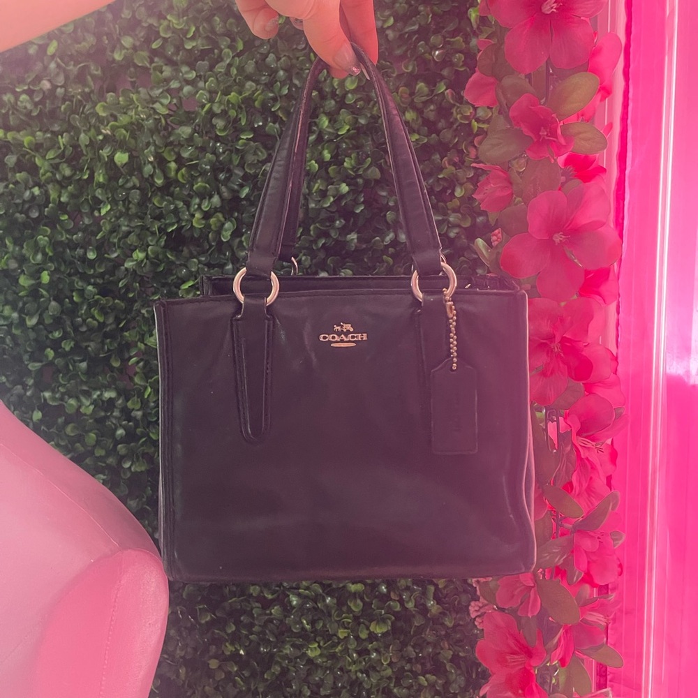 Small black leather coach purse